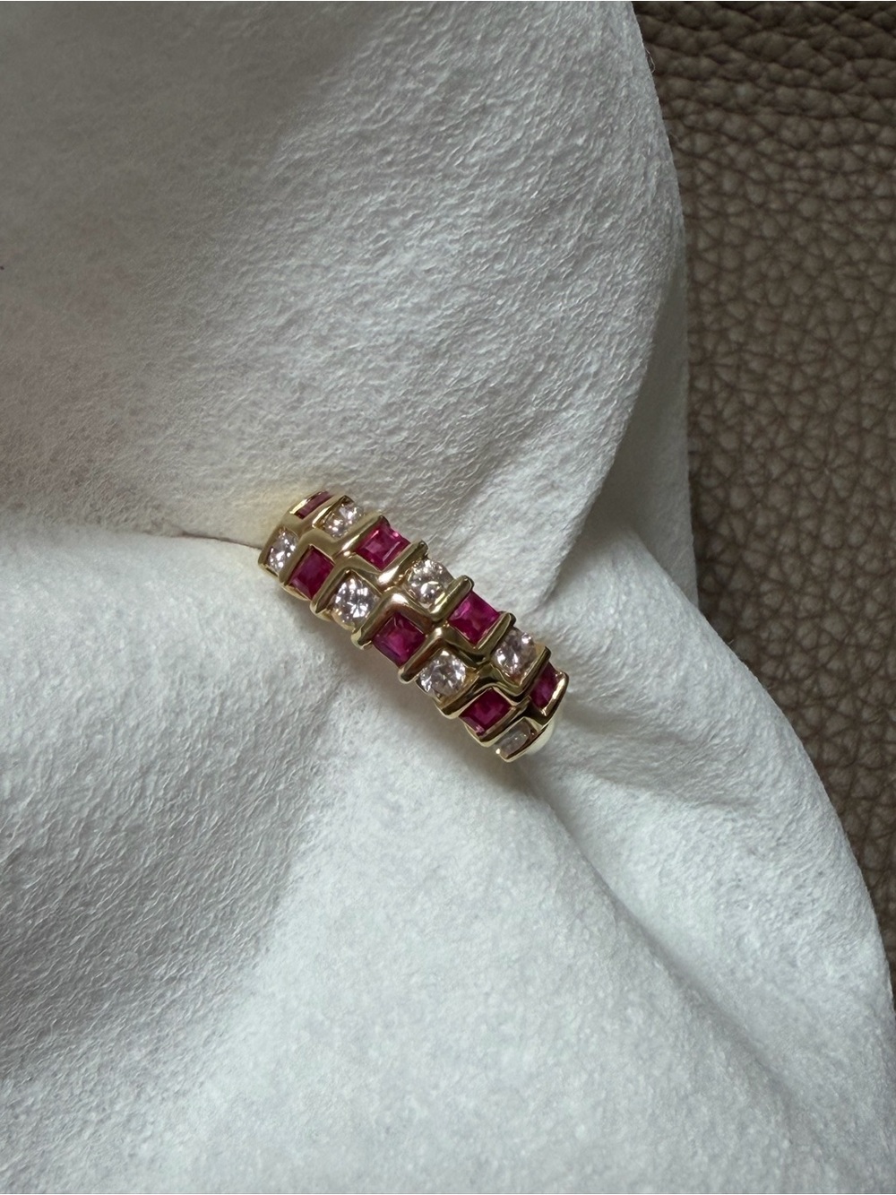 18k Yellow Gold Ruby and Diamond Band Ring